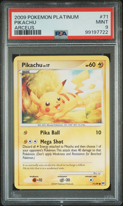 PIKACHU ARCEUS 2009 POKEMON PLATINUM ARCEUS PSA MINT 9