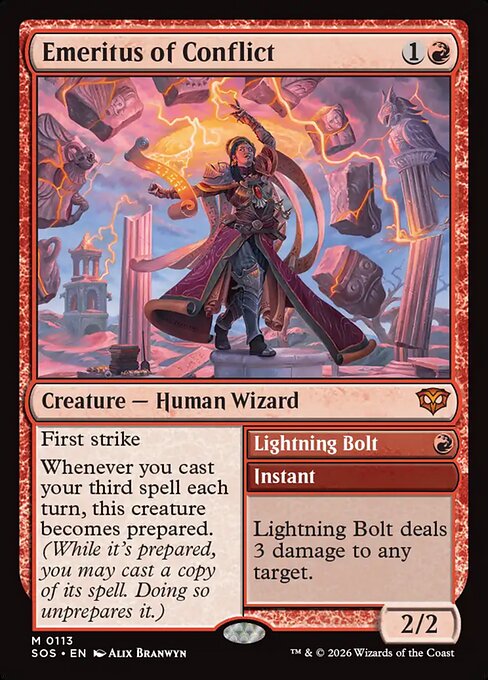 Emeritus of Conflict // Lightning Bolt - Secrets of Strixhaven - 113