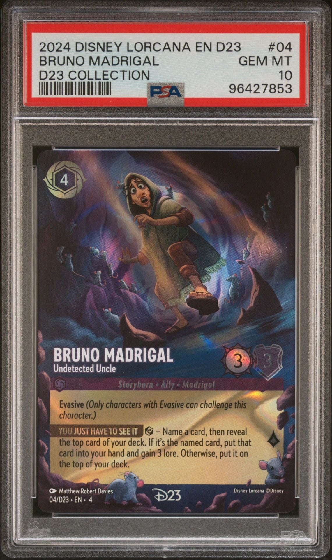 BRUNO MADRIGAL D23 COLLECTION 2024 DISNEY LORCANA EN D23-D23 EXPO PROMO PSA GEM MT 10