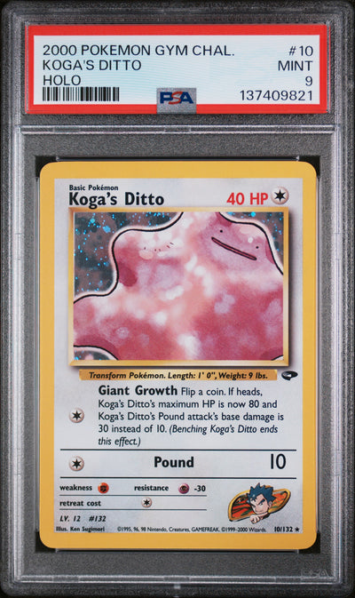 KOGA'S DITTO HOLO 2000 POKEMON GYM CHALLENGE PSA MINT 9
