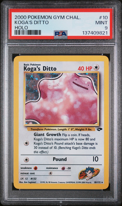 KOGA'S DITTO HOLO 2000 POKEMON GYM CHALLENGE PSA MINT 9