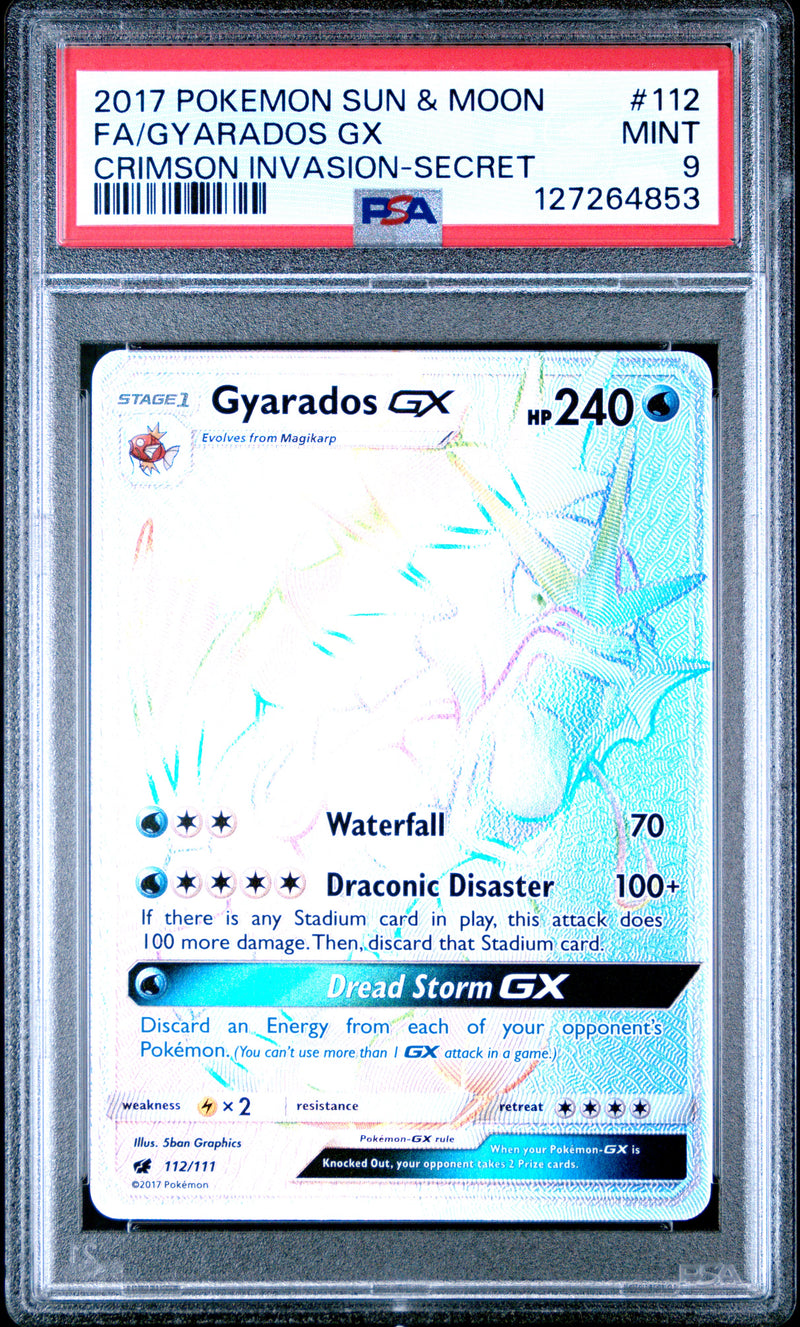 FA/GYARADOS GX CRIMSON INVASION-SECRET 2017 POKEMON SUN & MOON CRIMSON INVASION PSA MINT 9