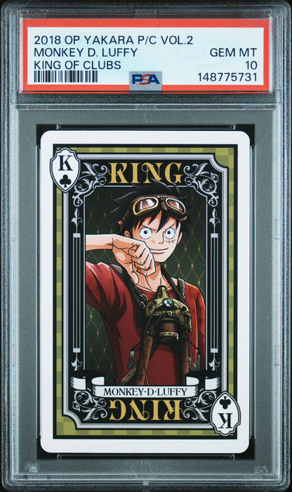 MONKEY D. LUFFY KING OF CLUBS 2018 ONE PIECE YAKARA PLAYING CARDS VOL.2 PSA GEM MT 10