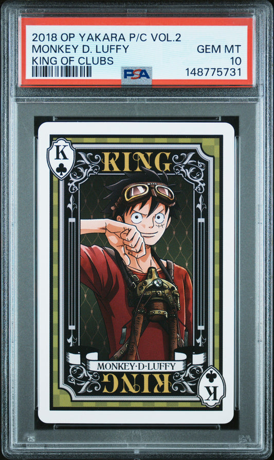 MONKEY D. LUFFY KING OF CLUBS 2018 ONE PIECE YAKARA PLAYING CARDS VOL.2 PSA GEM MT 10