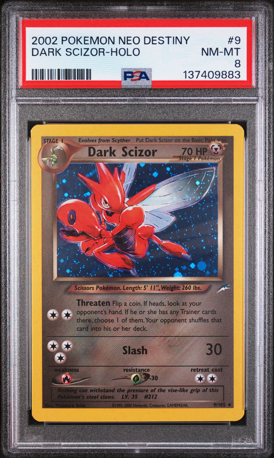 DARK SCIZOR-HOLO 2002 POKEMON NEO DESTINY PSA NM-MT 8