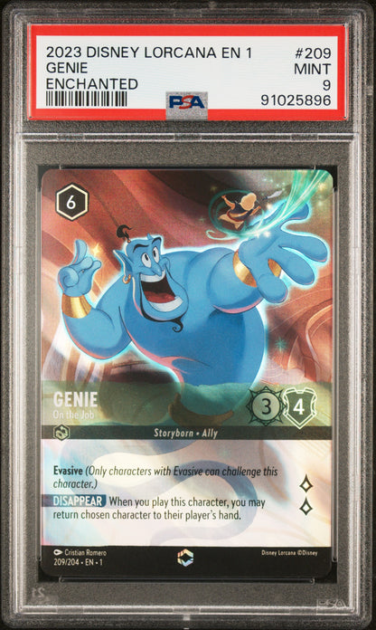 GENIE ENCHANTED 2023 DISNEY LORCANA EN 1-THE FIRST CHAPTER PSA MINT 9