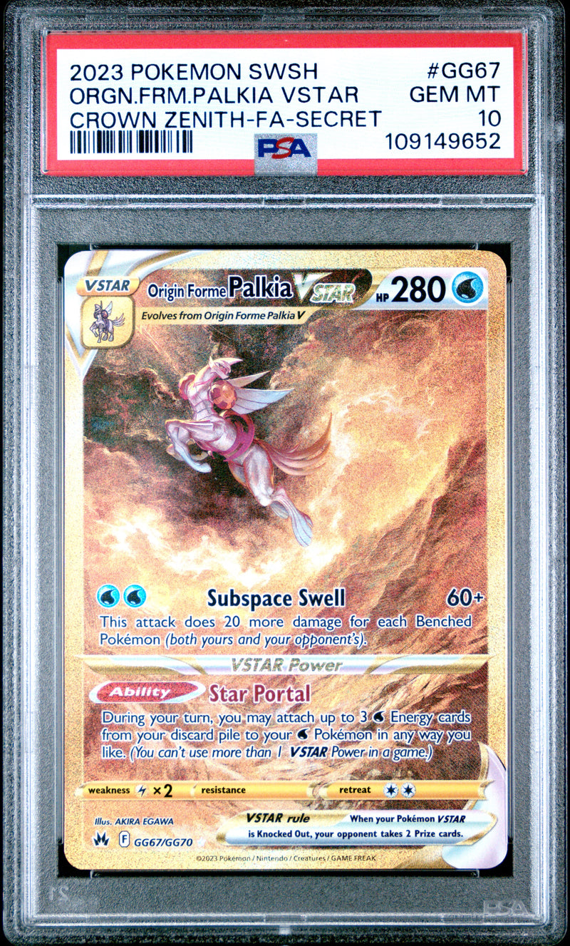 ORGN.FRM.PALKIA VSTAR CROWN ZENITH-FA-SECRET 2023 POKEMON SWORD AND SHIELD CROWN ZENITH PSA GEM MT 10