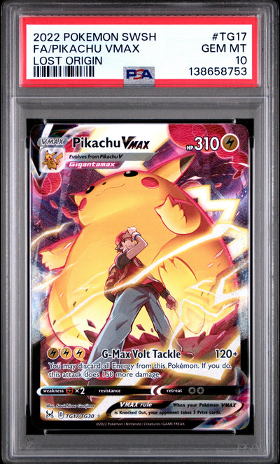 FA/PIKACHU VMAX LOST ORIGIN 2022 POKEMON SWORD & SHIELD LOST ORIGIN PSA GEM MT 10