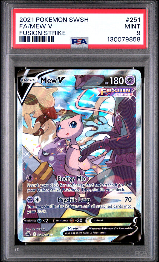 FA/MEW V FUSION STRIKE 2021 POKEMON SWORD & SHIELD FUSION STRIKE PSA MINT 9