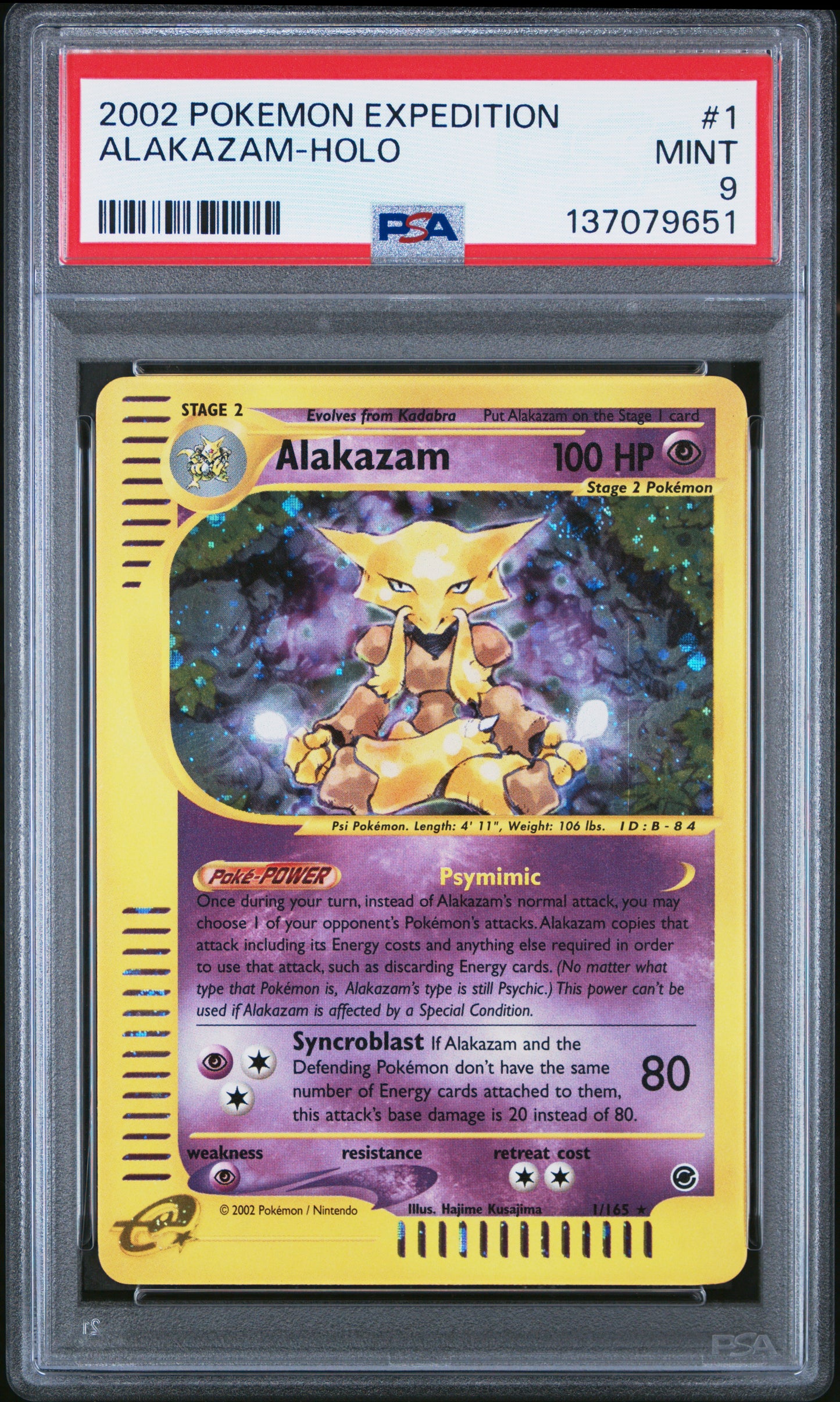 ALAKAZAM-HOLO 2002 POKEMON EXPEDITION PSA MINT 9
