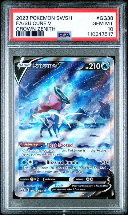 FA/SUICUNE V CROWN ZENITH 2023 POKEMON SWORD AND SHIELD CROWN ZENITH PSA GEM MT 10