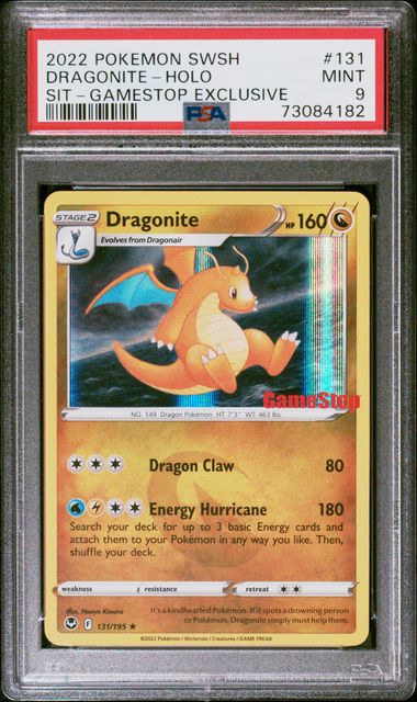 2022 POKEMON SWORD & SHIELD SILVER TEMPEST #131 DRAGONITE-HOLO SIT-GAMESTOP EXCLUSIVE MT 9