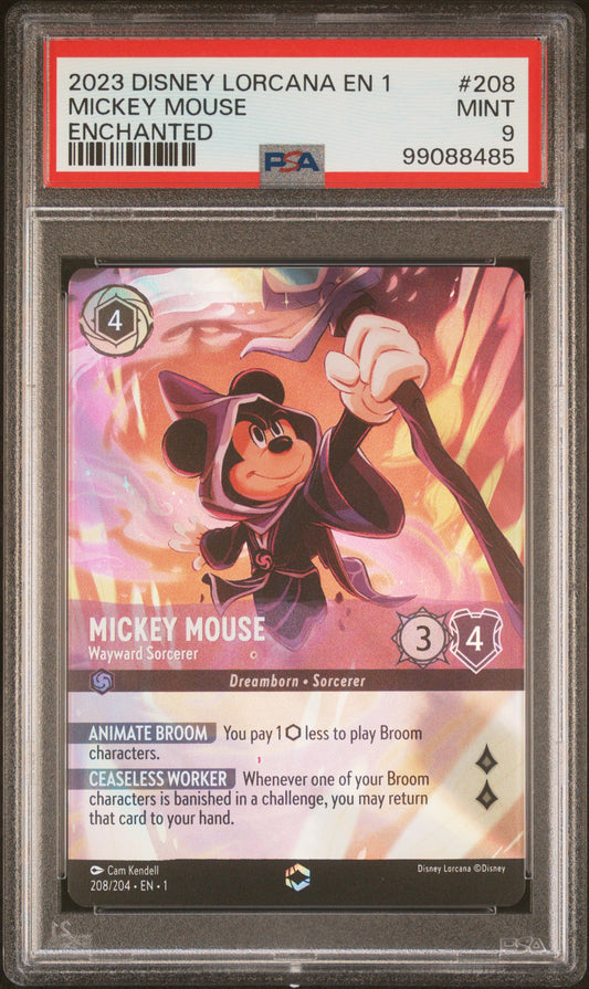 MICKEY MOUSE ENCHANTED 2023 DISNEY LORCANA EN 1-THE FIRST CHAPTER PSA MINT 9