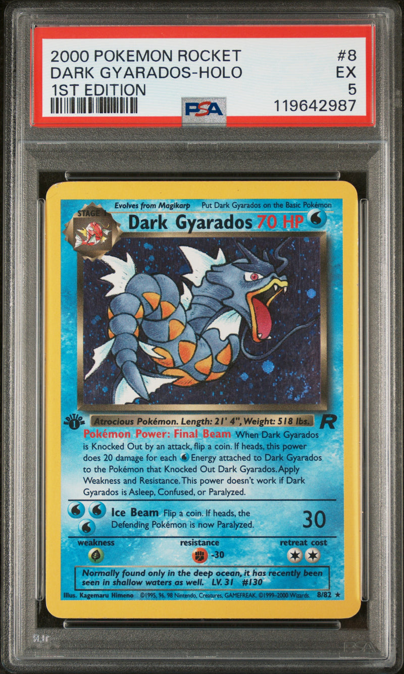 DARK GYARADOS-HOLO 1ST EDITION 2000 POKEMON ROCKET PSA EX 5