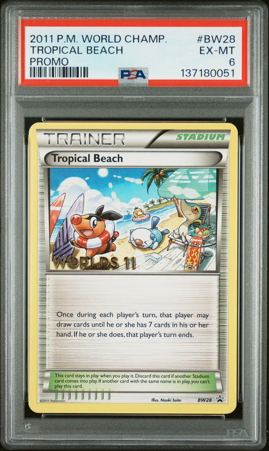TROPICAL BEACH PROMO 2011 POKEMON WORLD CHAMPIONSHIPS PROMO PSA EX-MT 6