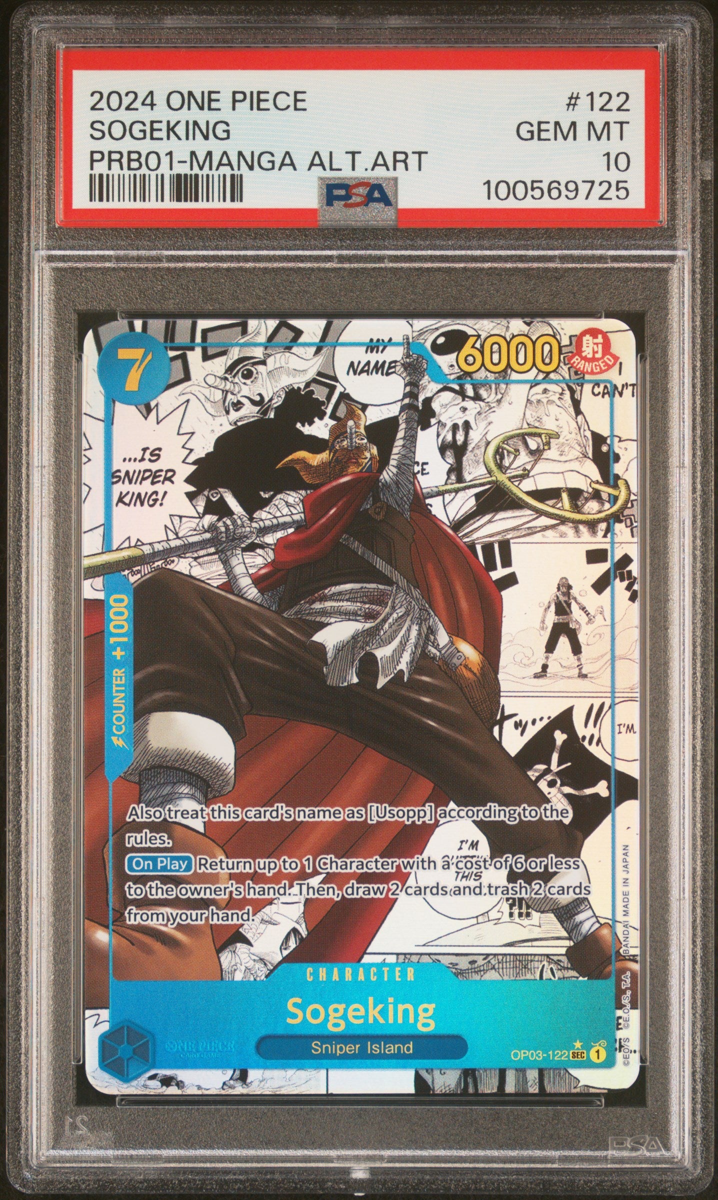 SOGEKING MANGA ALTERNATE ART 2024 ONE PIECE PRB01-PREMIUM BOOSTER -ONE PIECE CARD THE BEST- PSA GEM MT 10