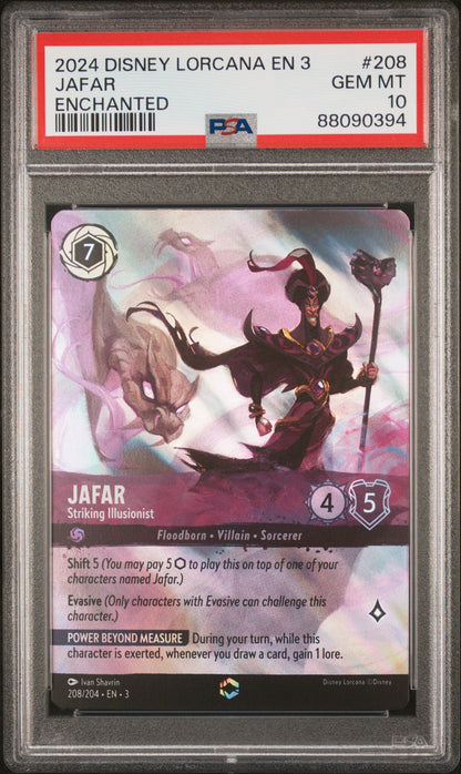 JAFAR ENCHANTED 2024 DISNEY LORCANA EN 3-INTO THE INKLANDS PSA GEM MT 10