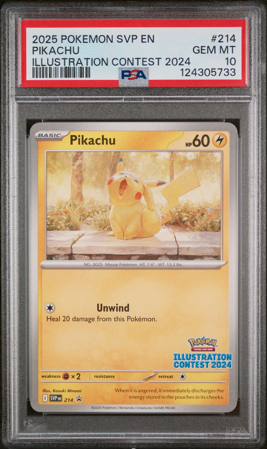 PIKACHU ILLUSTRATION CONTEST 2024 2025 POKEMON SVP EN-SV BLACK STAR PROMO PSA GEM MT 10