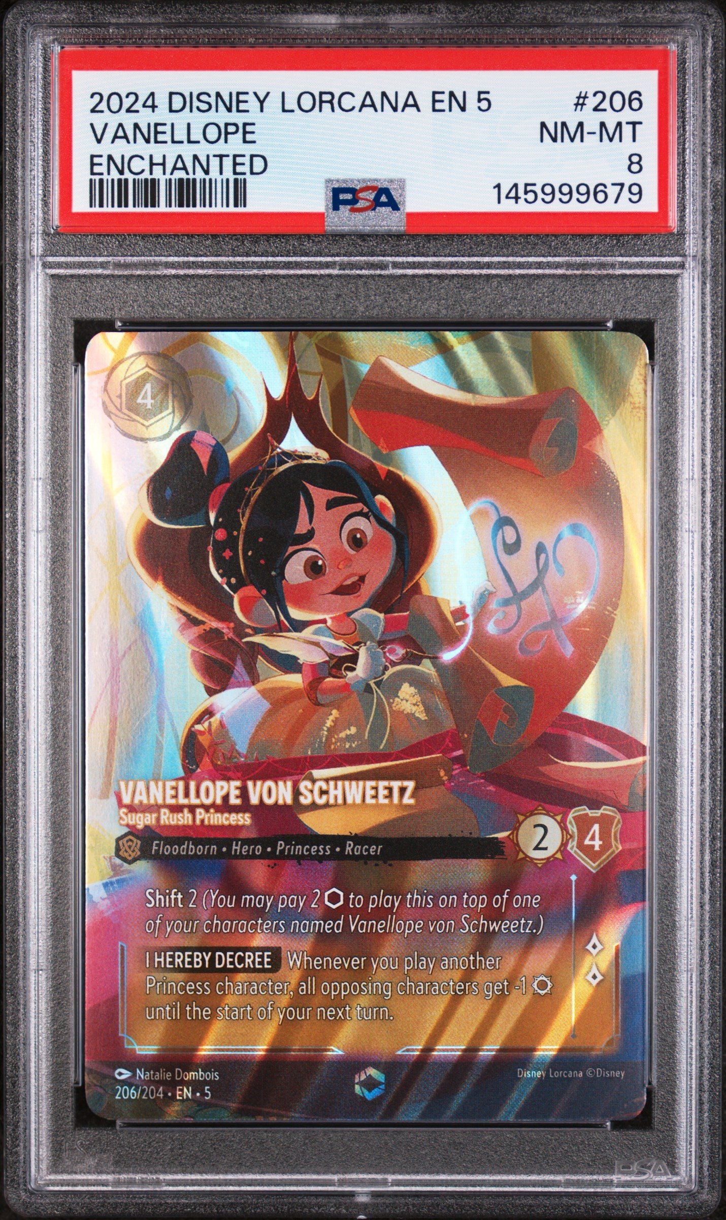 VANELLOPE ENCHANTED 2024 DISNEY LORCANA EN 5-SHIMMERING SKIES PSA NM-MT 8