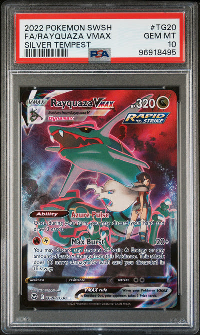 FA/RAYQUAZA VMAX SILVER TEMPEST 2022 POKEMON SWORD & SHIELD SILVER TEMPEST PSA GEM MT 10