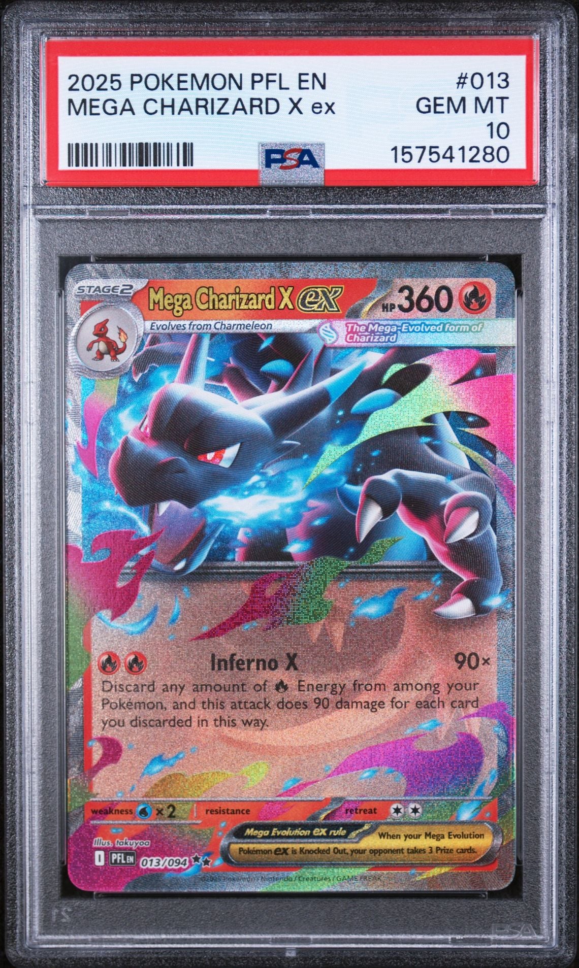 MEGA CHARIZARD X ex 2025 POKEMON PFL EN-PHANTASMAL FLAMES PSA GEM MT 10