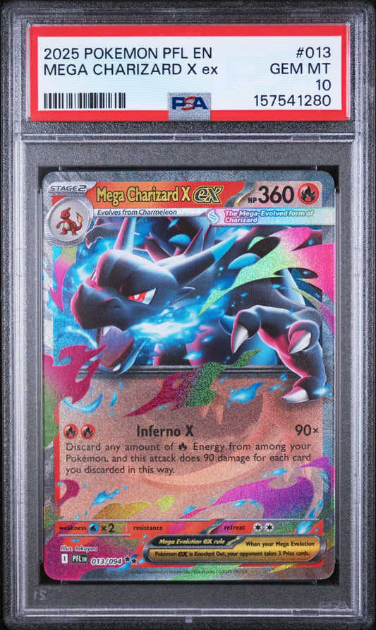 MEGA CHARIZARD X ex 2025 POKEMON PFL EN-PHANTASMAL FLAMES PSA GEM MT 10