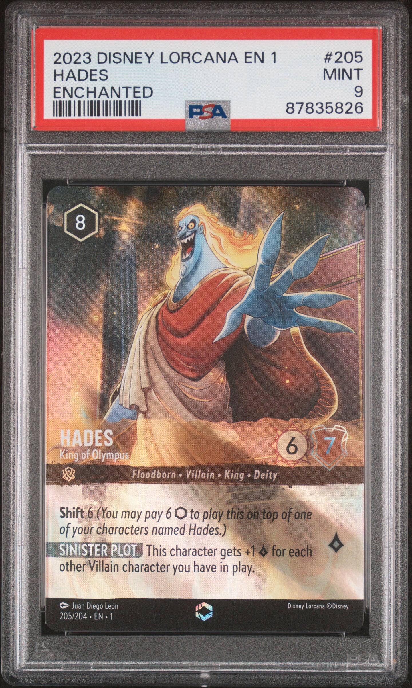 HADES ENCHANTED 2023 DISNEY LORCANA EN 1-THE FIRST CHAPTER PSA MINT 9