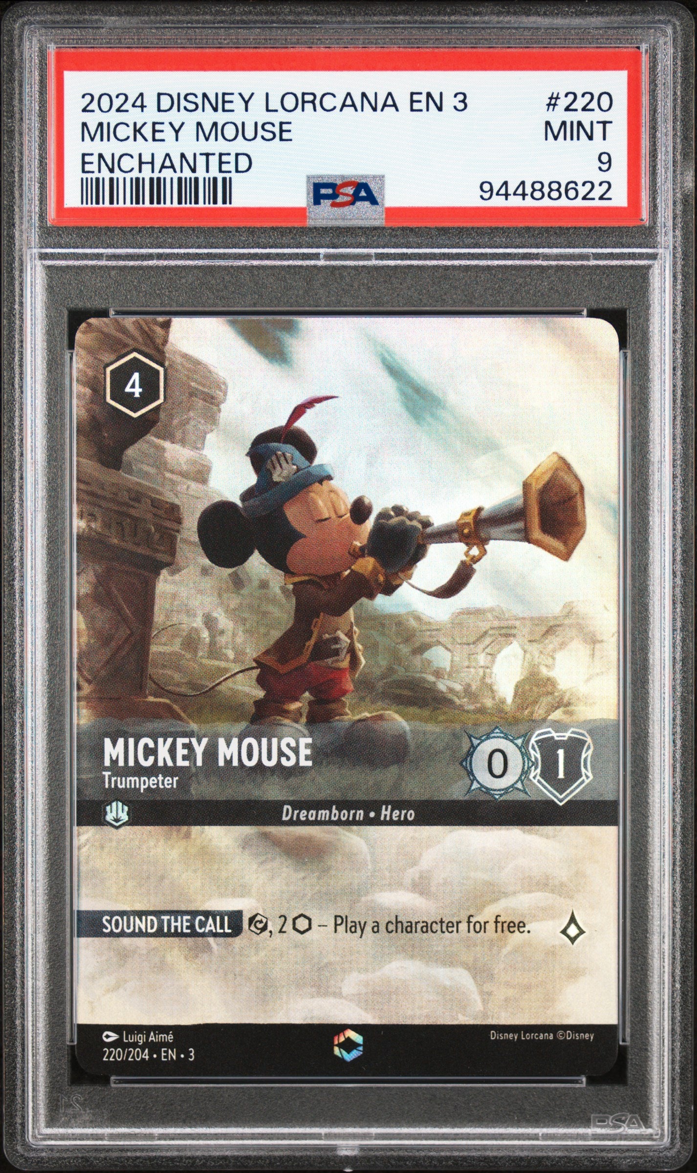 MICKEY MOUSE ENCHANTED 2024 DISNEY LORCANA EN 3-INTO THE INKLANDS PSA MINT 9