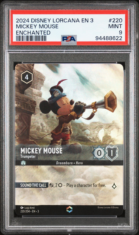 MICKEY MOUSE ENCHANTED 2024 DISNEY LORCANA EN 3-INTO THE INKLANDS PSA MINT 9