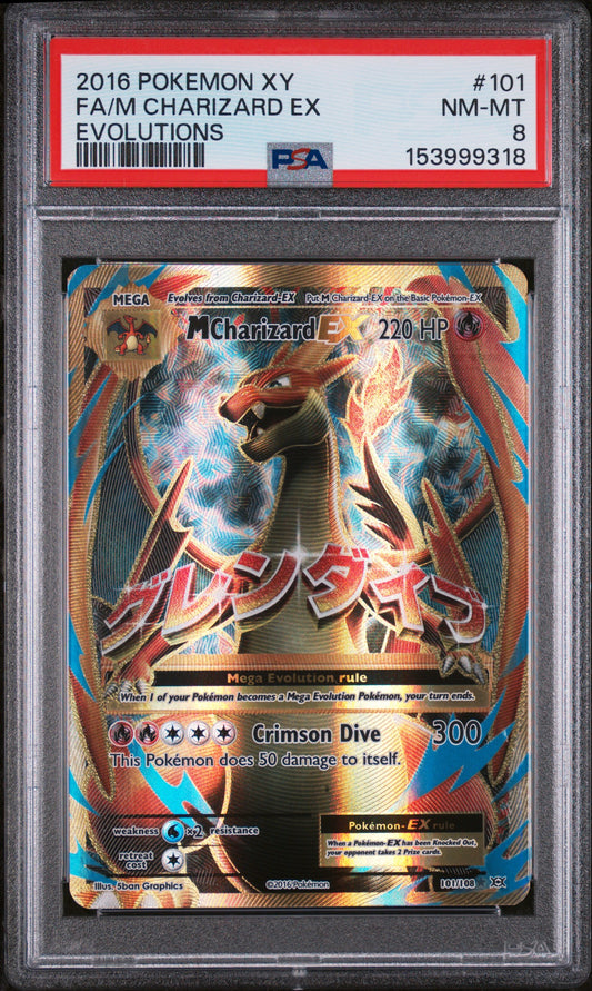 FA/M CHARIZARD EX EVOLUTIONS 2016 POKEMON XY EVOLUTIONS PSA NM-MT 8