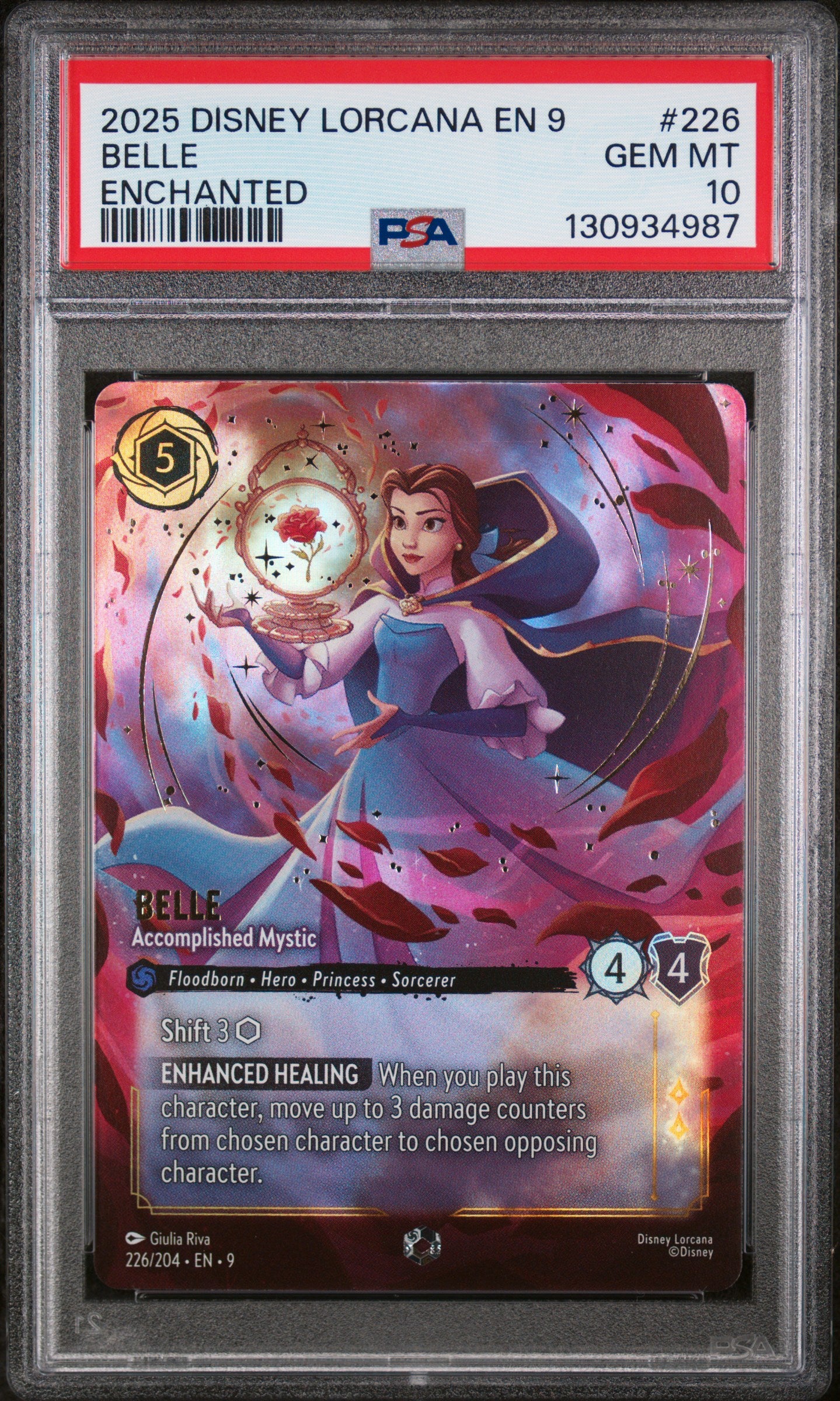 BELLE ENCHANTED 2025 DISNEY LORCANA EN 9-FABLED PSA GEM MT 10