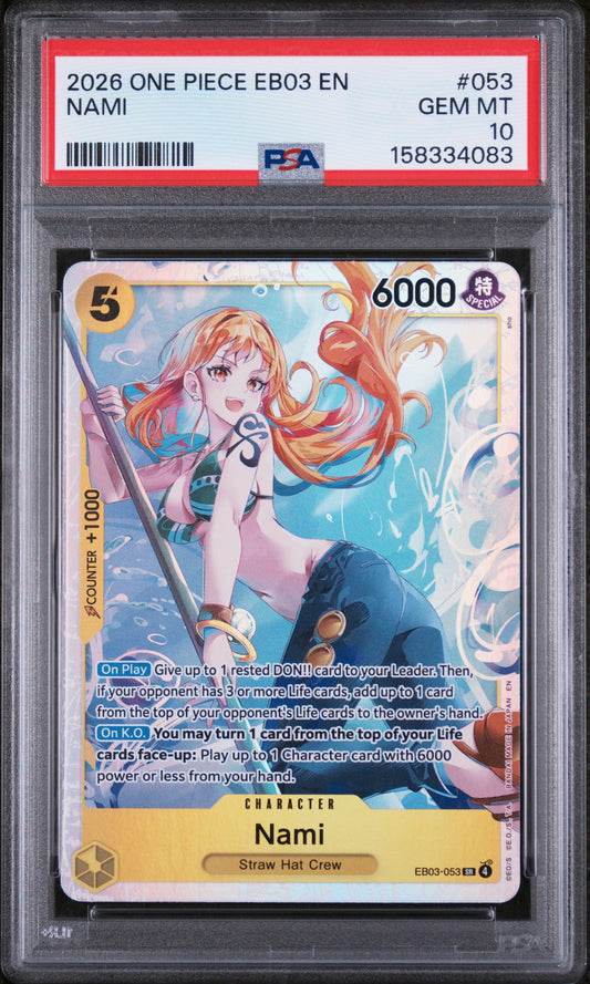 NAMI 2026 ONE PIECE EB03-EXTRA BOOSTER -ONE PIECE HEROINES EDITION- PSA GEM MT 10