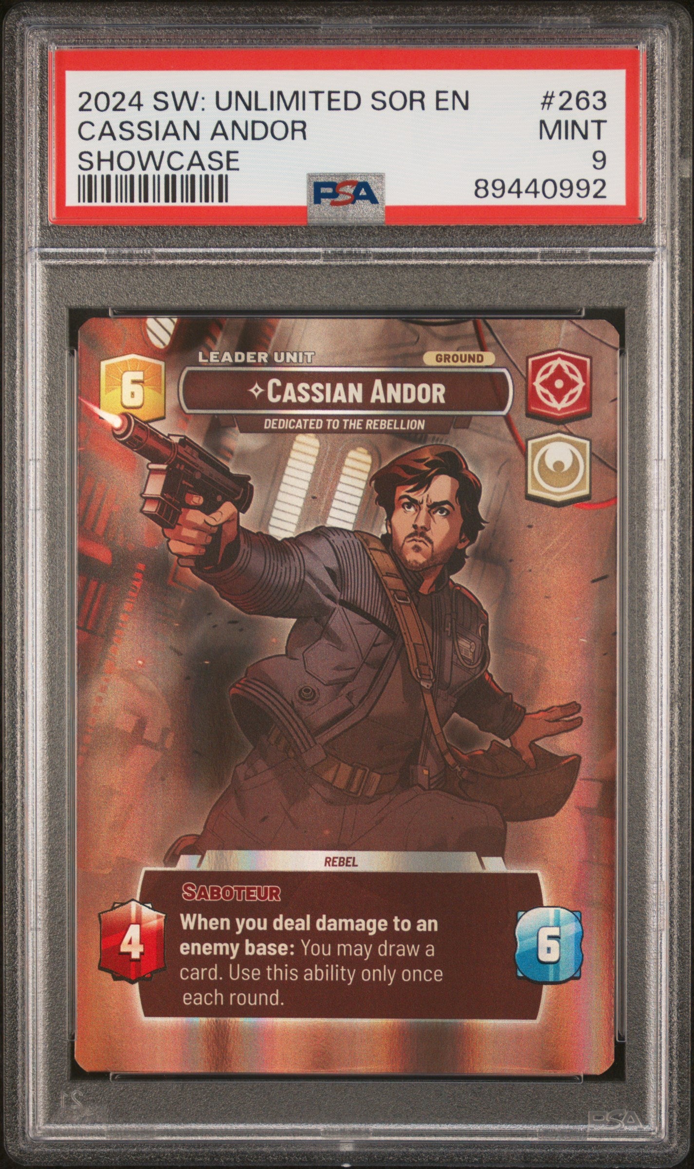 CASSIAN ANDOR SHOWCASE 2024 STAR WARS: UNLIMITED SPARK OF REBELLION PSA MINT 9