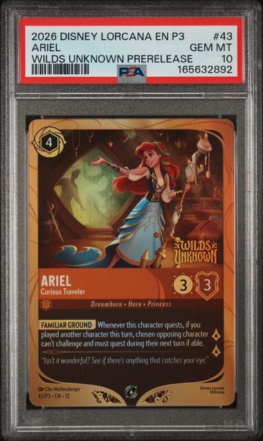 #43 ARIEL WILDS UNKNOWN PRERELEASE 2026 DISNEY LORCANA EN P3-PROMO PSA 10