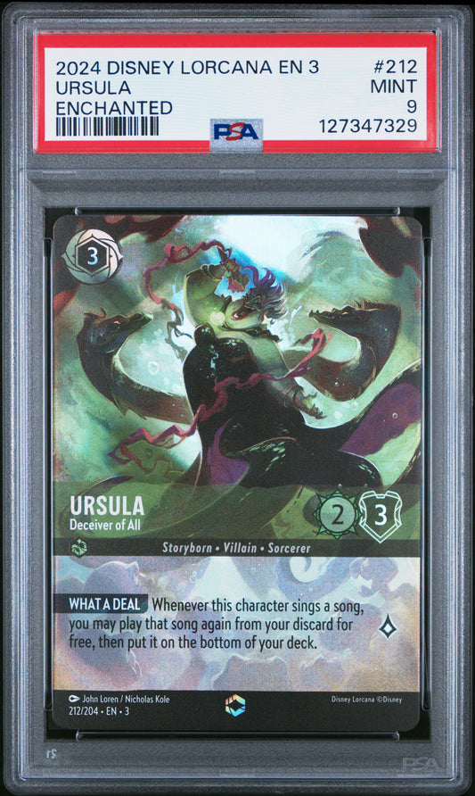 URSULA ENCHANTED 2024 DISNEY LORCANA EN 3-INTO THE INKLANDS PSA MINT 9
