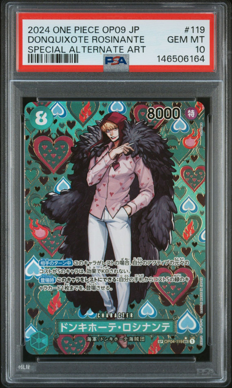 DONQUIXOTE ROSINANTE SPECIAL ALTERNATE ART 2024 ONE PIECE JAPANESE OP09-EMPERORS IN THE NEW WORLD PSA GEM MT 10