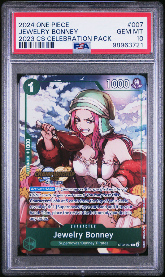 JEWELRY BONNEY 2024 ONE PIECE CHAMPIONSHIP 2023 CELEBRATION PACK PSA GEM MT 10