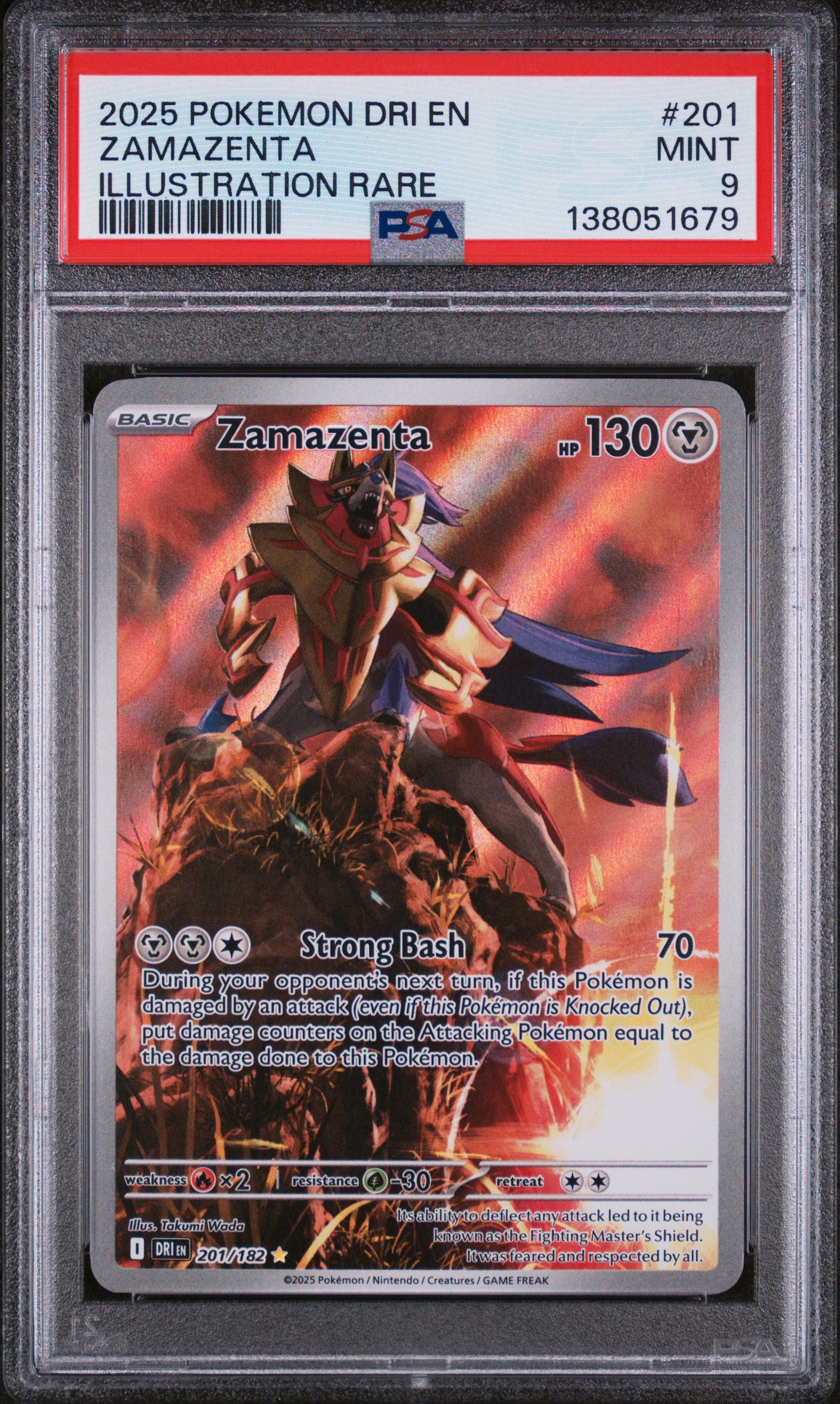 ZAMAZENTA ILLUSTRATION RARE 2025 POKEMON DRI EN-DESTINED RIVALS PSA MINT 9