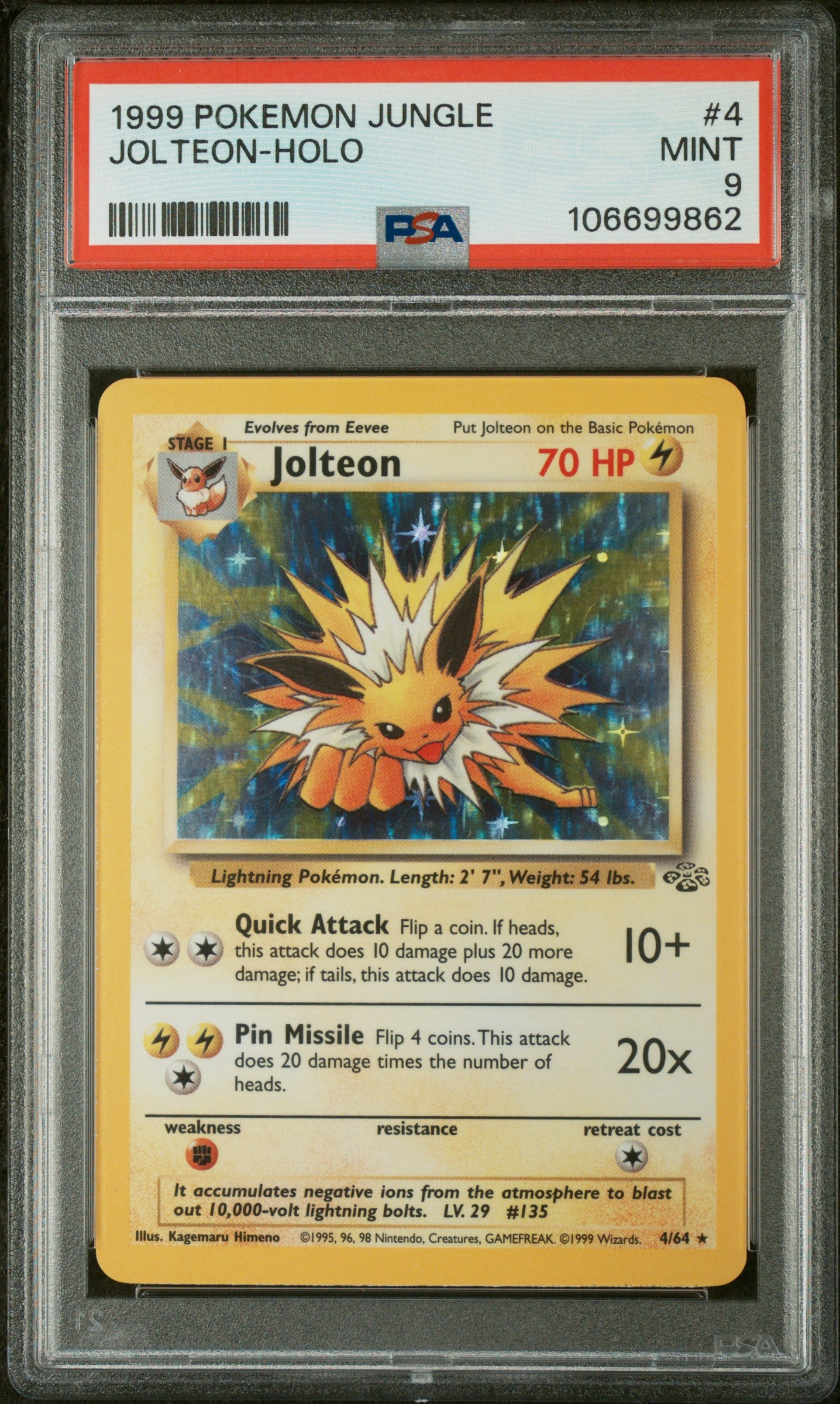JOLTEON-HOLO 1999 POKEMON JUNGLE PSA MINT 9
