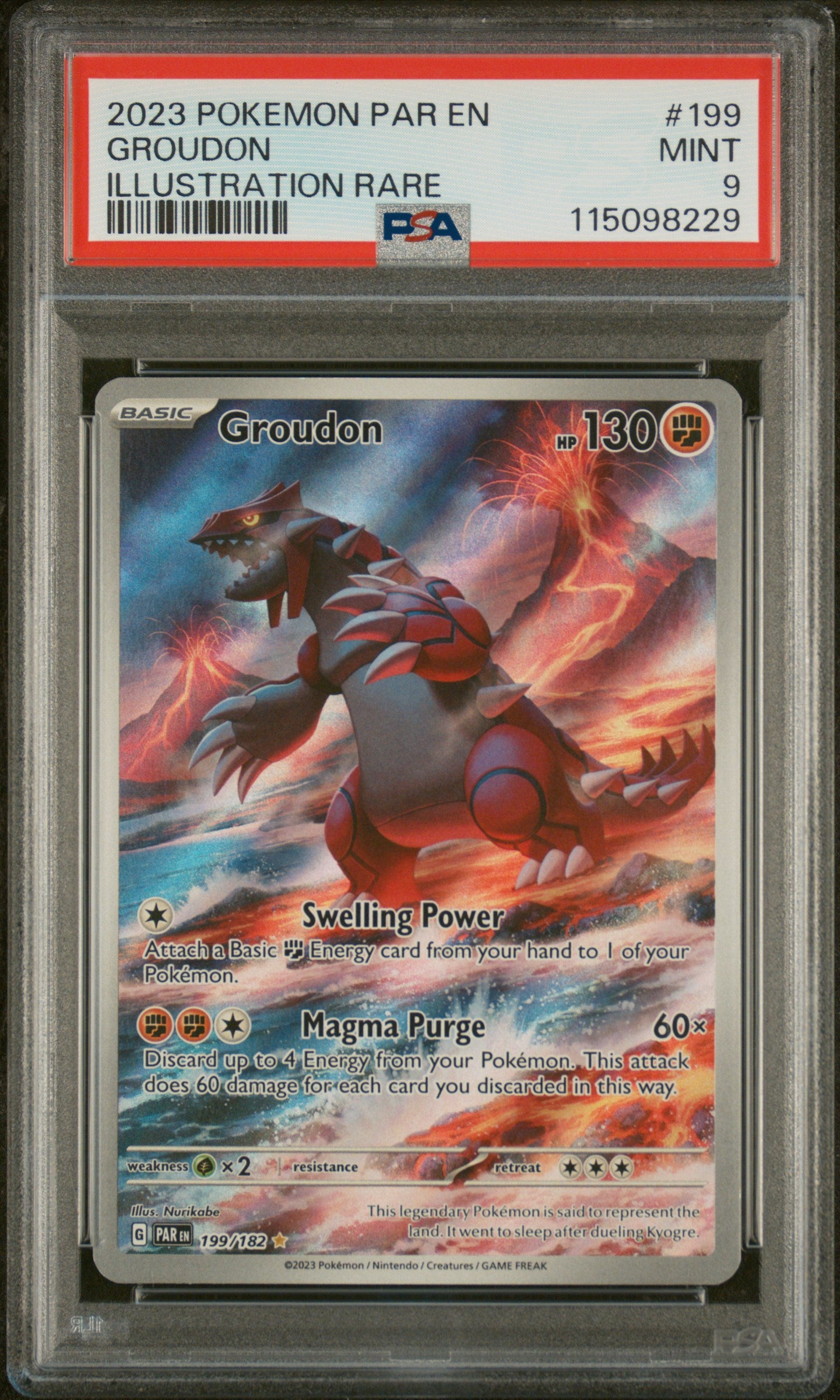 GROUDON ILLUSTRATION RARE 2023 POKEMON PAR EN-PARADOX RIFT PSA MINT 9