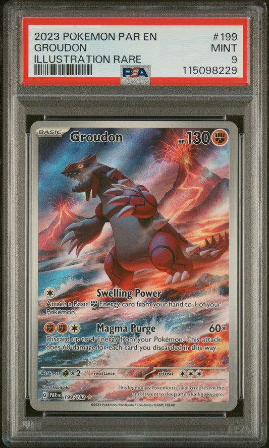 GROUDON ILLUSTRATION RARE 2023 POKEMON PAR EN-PARADOX RIFT PSA MINT 9