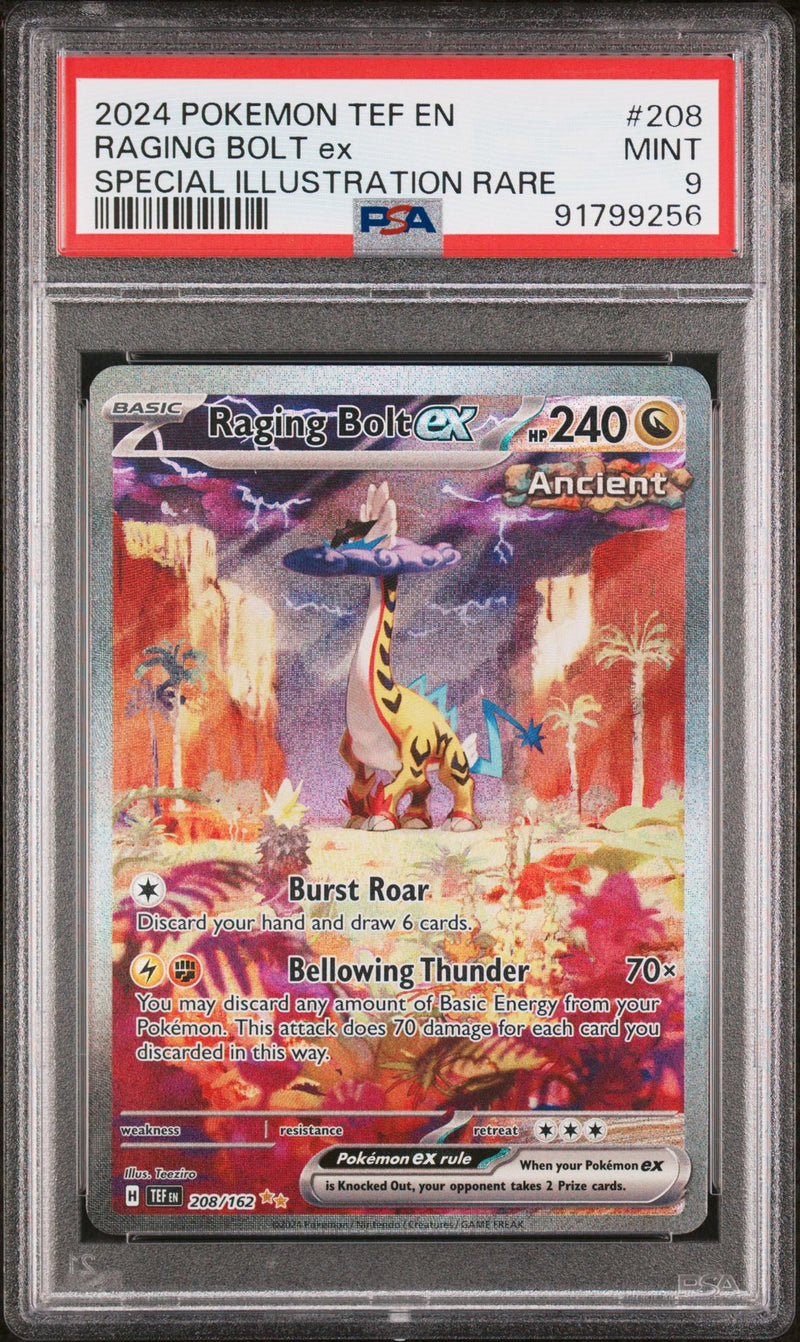 RAGING BOLT ex SPECIAL ILLUSTRATION RARE 2024 POKEMON TEF EN-TEMPORAL FORCES PSA MINT 9
