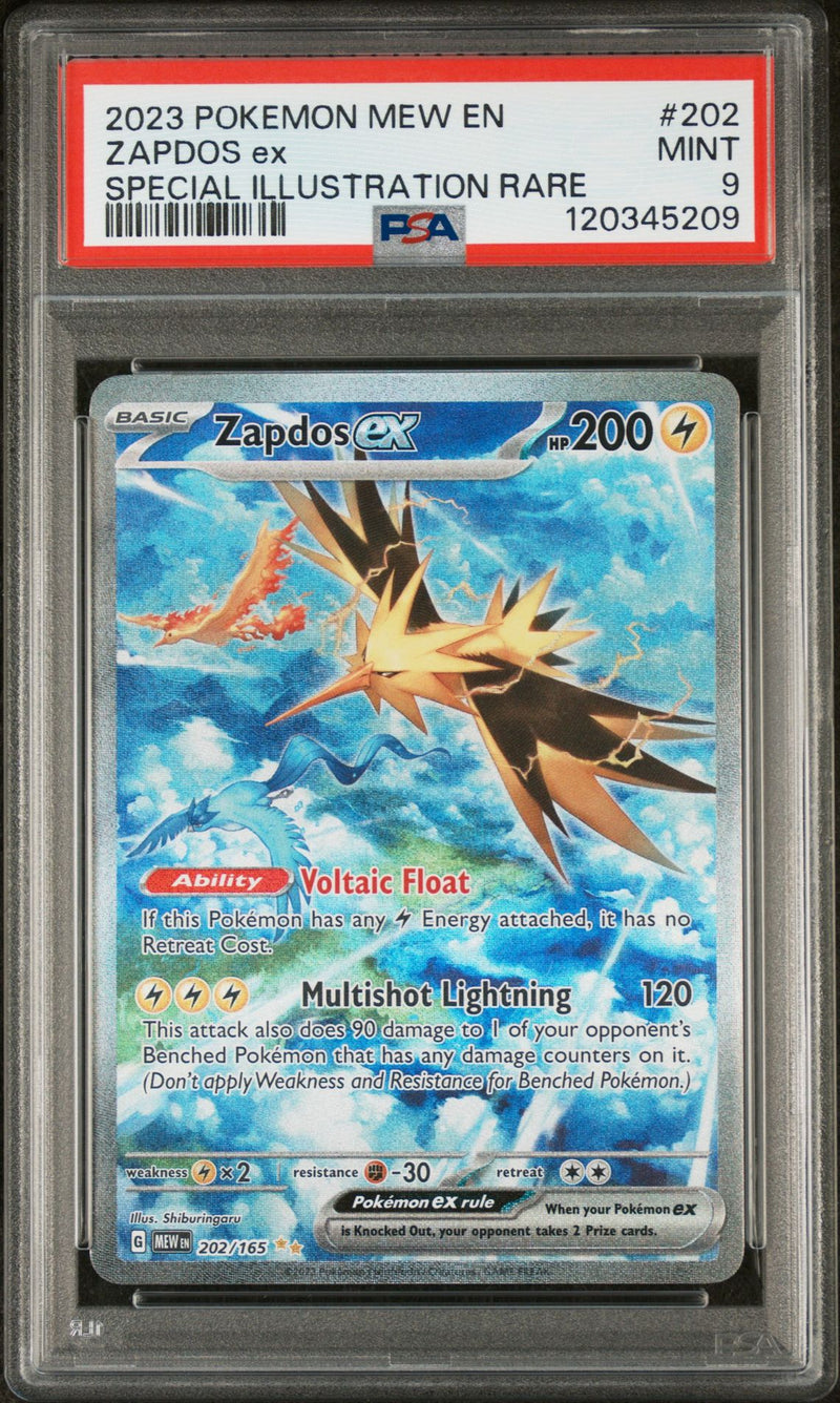 ZAPDOS ex SPECIAL ILLUSTRATION RARE 2023 POKEMON MEW EN-151 PSA MINT 9