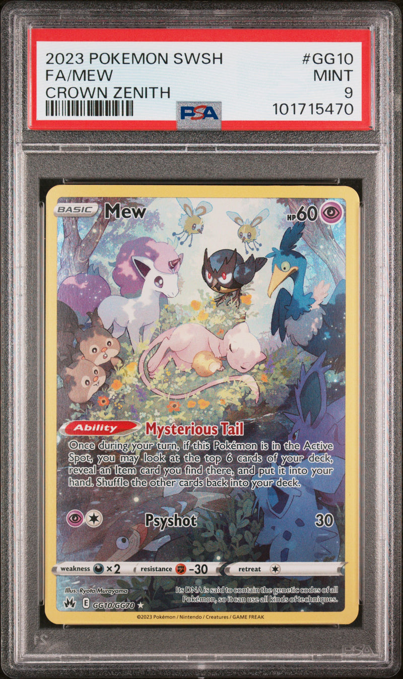 FA/MEW CROWN ZENITH 2023 POKEMON SWORD AND SHIELD CROWN ZENITH PSA MINT 9
