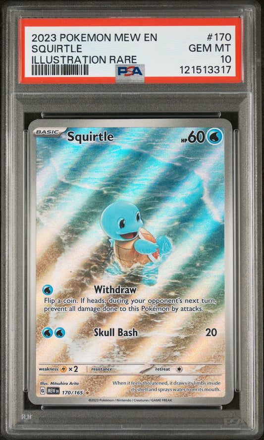 SQUIRTLE ILLUSTRATION RARE 2023 POKEMON MEW EN-151 PSA GEM MT 10
