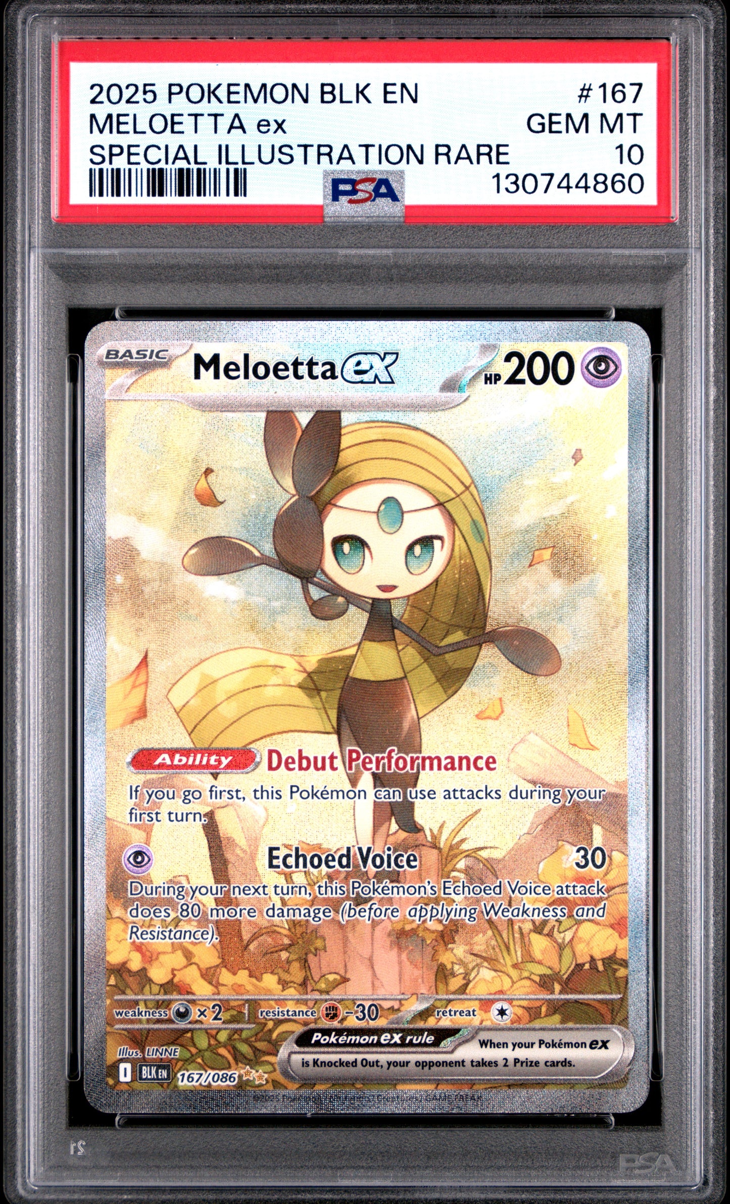 MELOETTA ex SPECIAL ILLUSTRATION RARE 2025 POKEMON BLK EN-BLACK BOLT PSA GEM MT 10