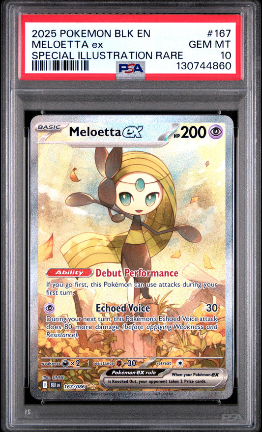 MELOETTA ex SPECIAL ILLUSTRATION RARE 2025 POKEMON BLK EN-BLACK BOLT PSA GEM MT 10