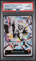 MONKEY D. LUFFY BLACK & WHITE ALT ART 2025 ONE PIECE STARTER DECK ST21-EX GEAR 5 PSA GEM MT 10