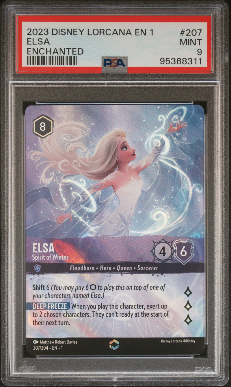 ELSA ENCHANTED 2023 DISNEY LORCANA EN 1-THE FIRST CHAPTER PSA MINT 9