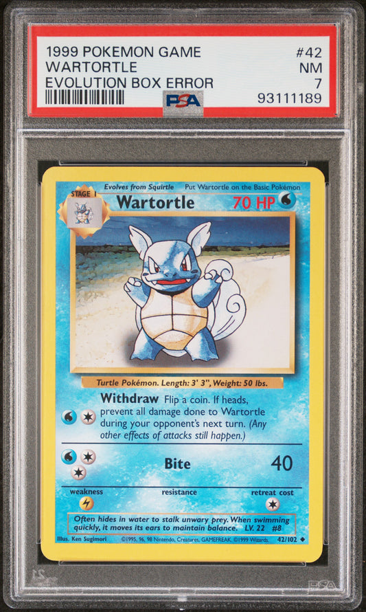 WARTORTLE EVOLUTION BOX ERROR 1999 POKEMON GAME PSA NM 7